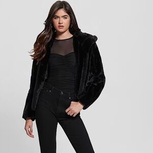 GUESS Black Faux-Fur Jacket // size S
